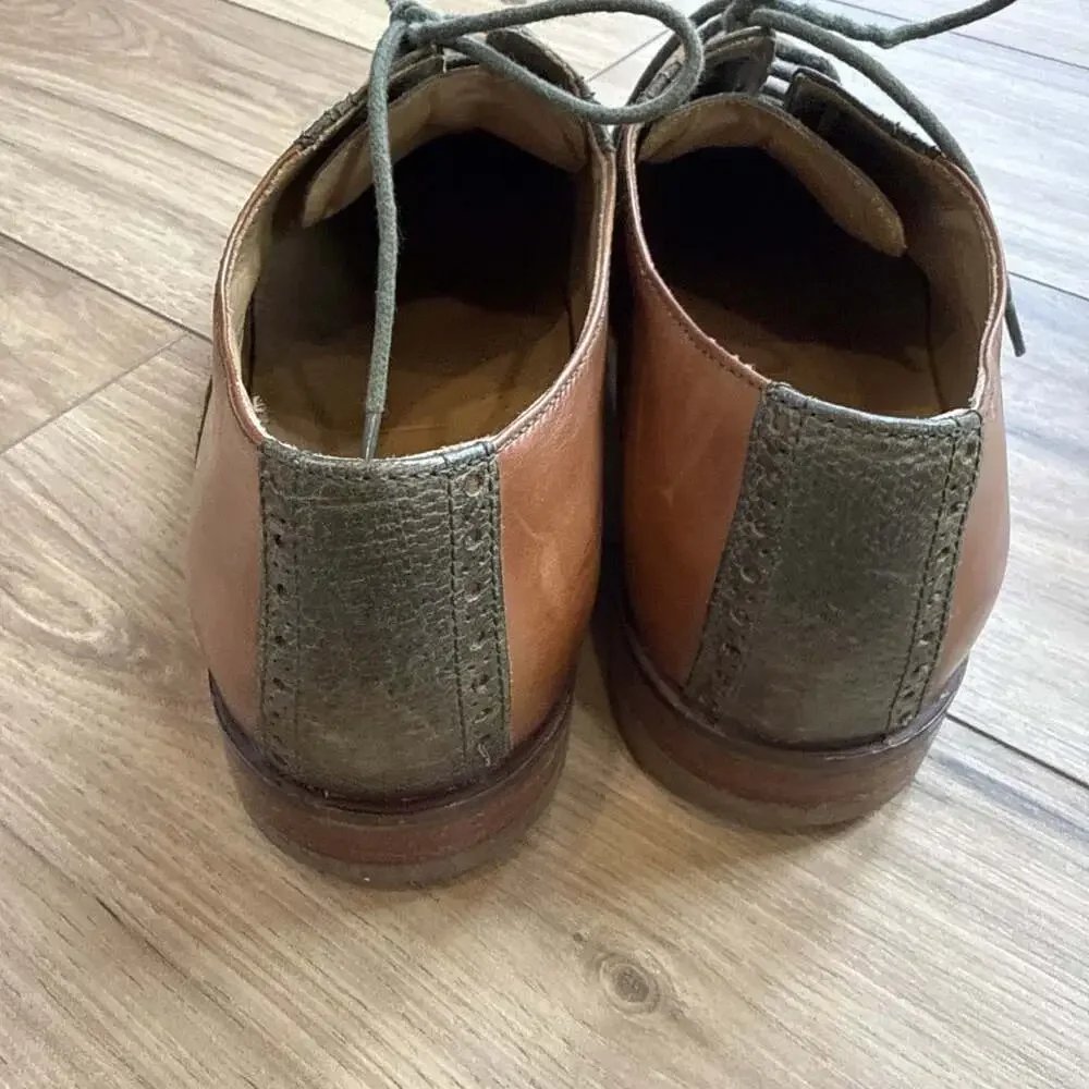 Cole Haan size 10 M mens Nubuck Leather oxfords brown and Green Preppy Business